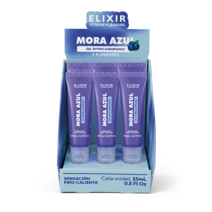 Gel Íntimo Saborizado Mora Azul Elixir - Tamaño: Caja x6 (15ml)