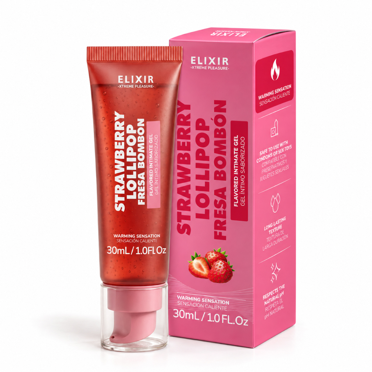 Lubricante Saborizado Fresa Bombon Elixir - Tamaño: 30ML